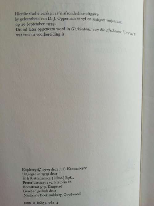 KRONIEK VAN KLIP EN STER: `n Studie van die oeuvre van D. J. Opperman / J. C. KANNEMEYER