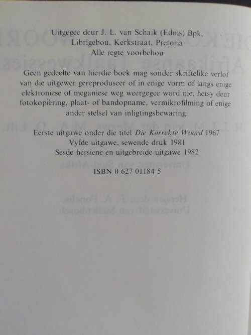 Die Korrekte Woord / Van der Merwe en Ponelis