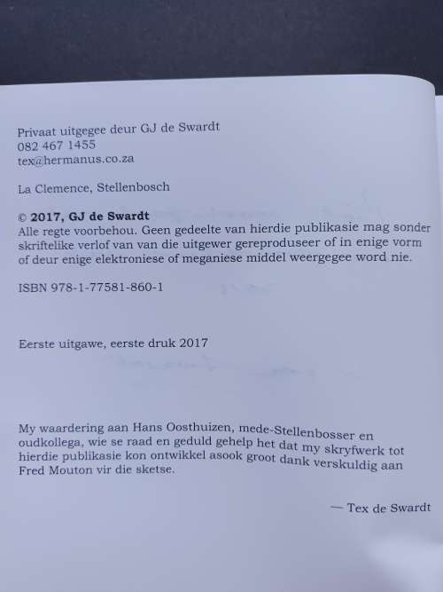 Sonder brieke, afdraand af / Tex de Swardt