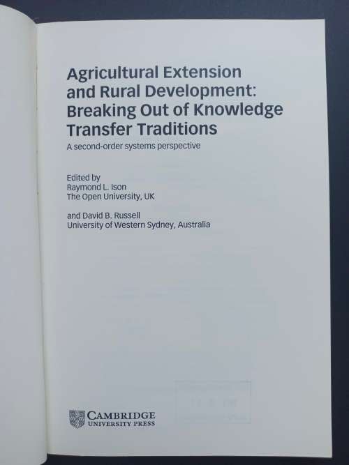 Agricultural Extension and Rural Development / Ray Ison & David Russel (Cambridge)