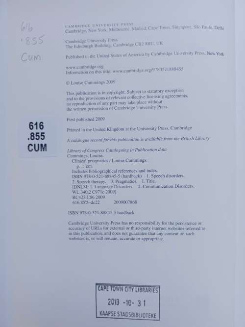 Clinical Pragmatics / Louise Cummings (Cambridge)