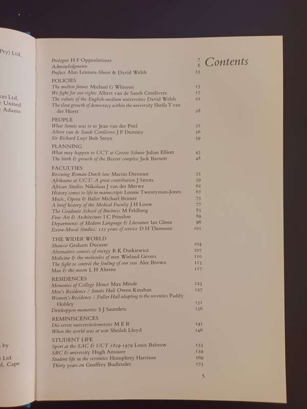 UCT at 150: Reflections Edited by Alan Lennox-Short & David Welsh