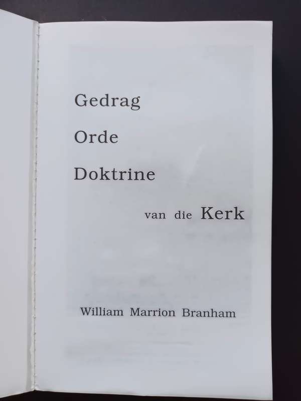 Gedrag Orde Doktrine van die Kerk / William Marrion Branham