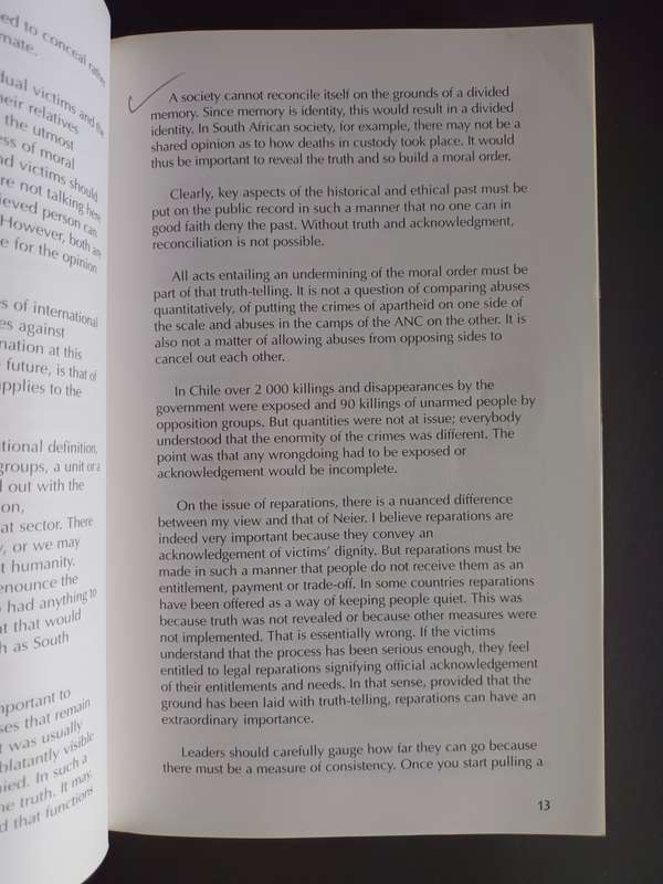 Dealing With the Past: Truth and Reconciliation in South Africa Edited by Alex Boraine....