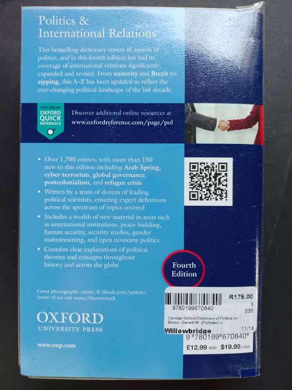 The Concise Oxford Dictionary Of Politics / McLean, Iain & McMillan, Alistair