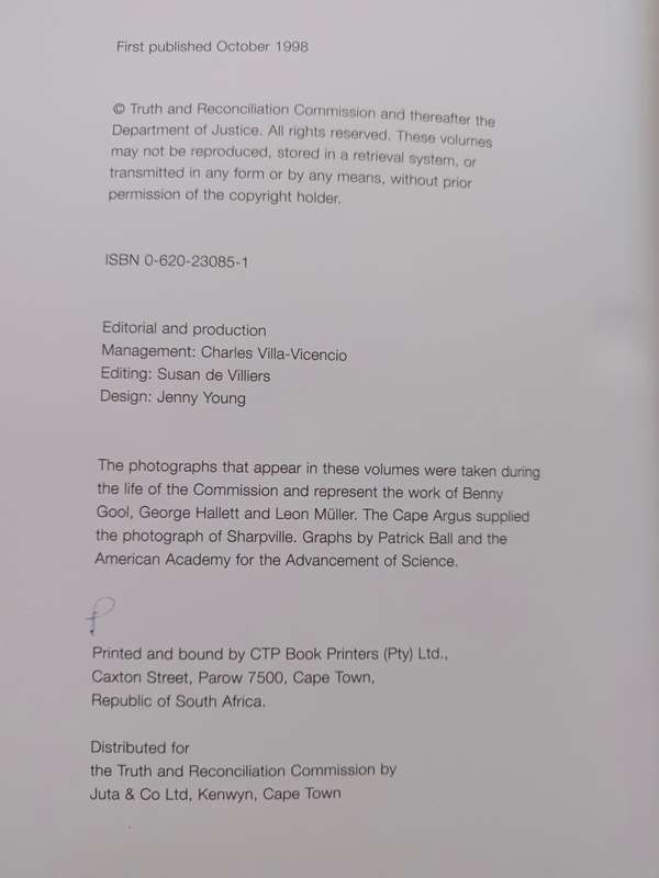 TRUTH AND RECONCILIATION COMMISSION OF SOUTH AFRICA REPORT Vol. 1-4
