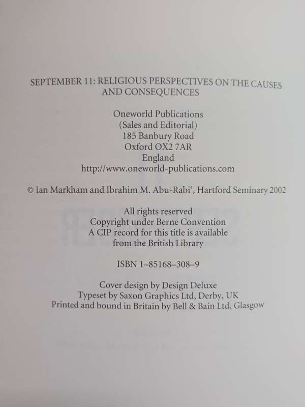 11 SEPTEMBER : Edited by Ian Markham & Ibrahim M. Abu-Rabi