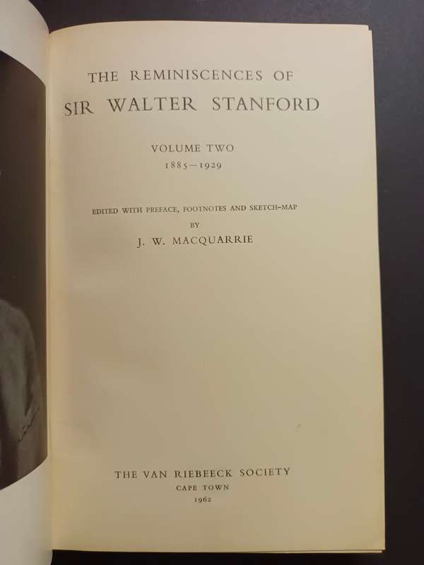 The Reminiscences of Sir Walter Stanford by J. W. Macquarrie (V.R.S 43)