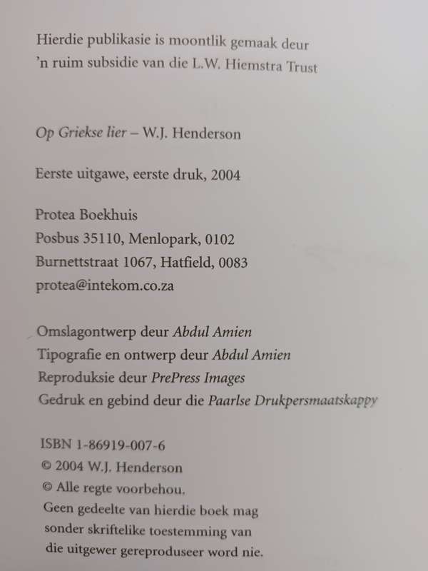 OP GRIEKSE LIER / W.J. HENDERSON