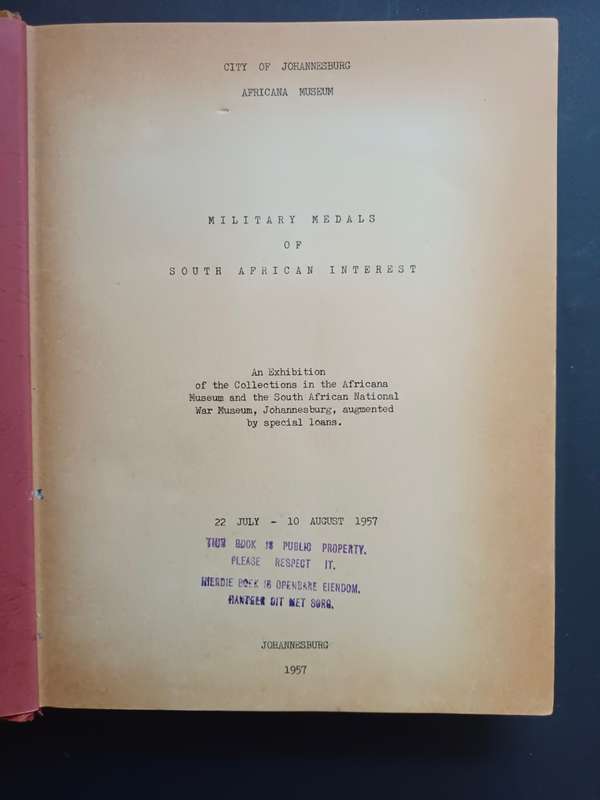 AFRICANA MUSEUM: MILITARY MEDALS OF SOUTH AFRICAN INTEREST