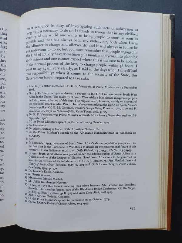 B.J. Vorster: Select Speeches Edited by Prof.Dr.O.Geyser