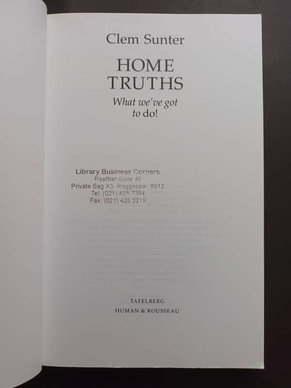 Home Truths: What we`ve got to do! / Clem Sunter
