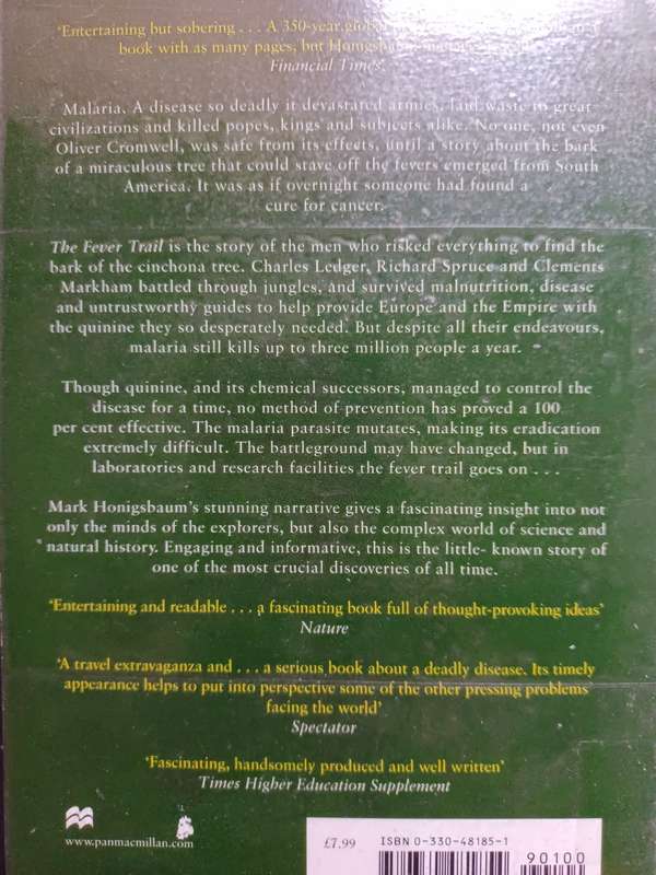 THE FEVER TRAIL: In Search of the Cure for Malaria / Mark Honigsbaum