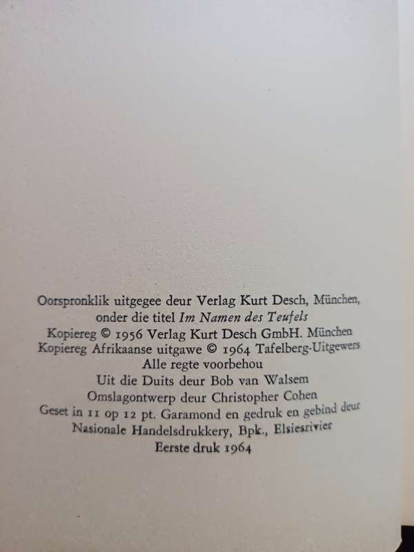 In Naam van die Duiwel / Hans Habe