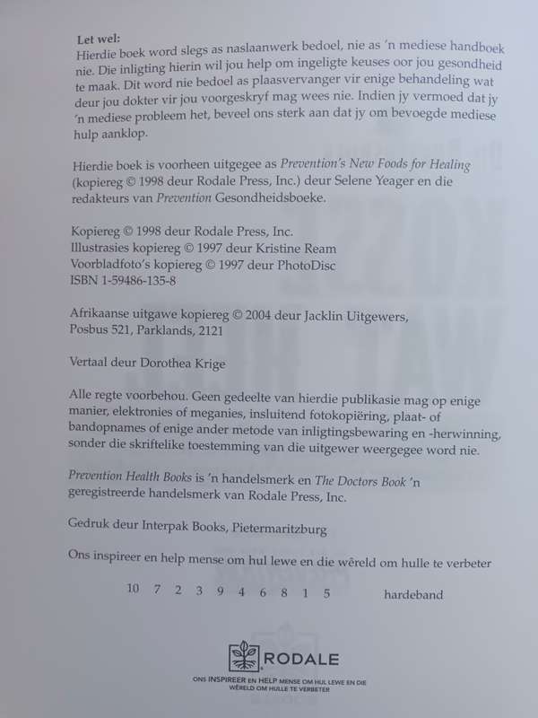 Die Doktersboek Van Kosse Wat Heel deur Selene Yeager en die redakteurs van Prevention Health Books