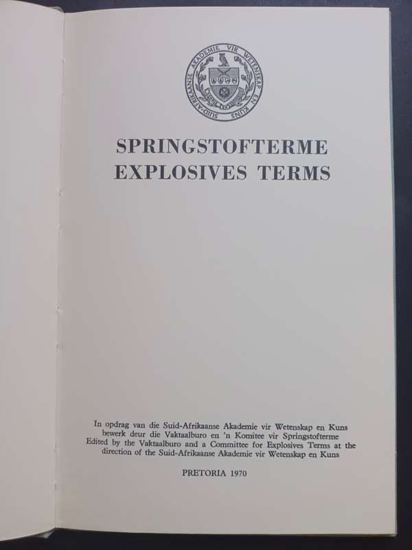 Springstofterme/Explosives Terms: Afrikaans-Engels