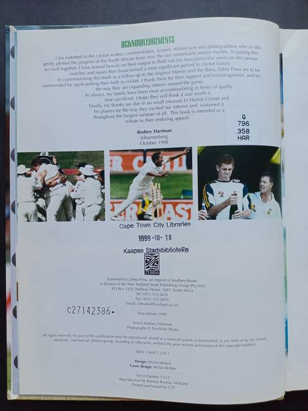 A Year on Hansie and the Boys / Rodney Hartman