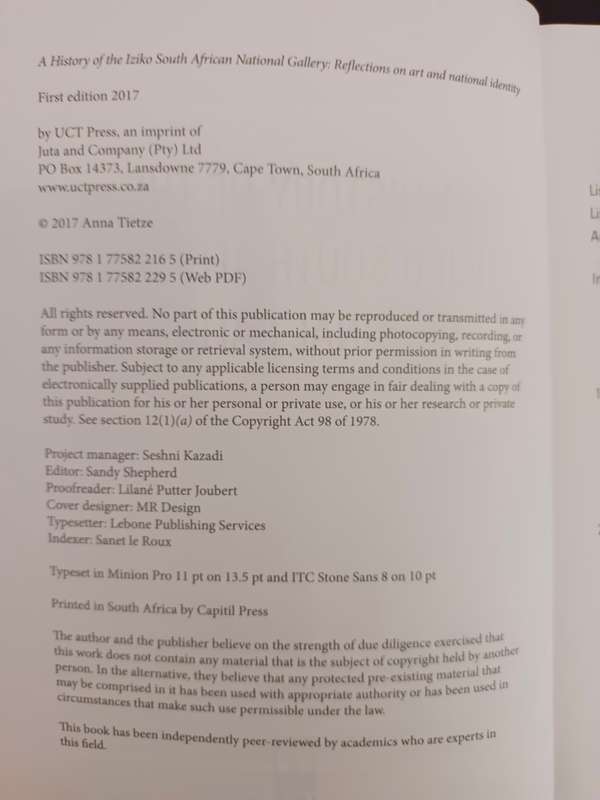 A HISTORY OF IZIKO SOUTH AFRICAN NATIONAL GALLERY / ANNA TIETZE