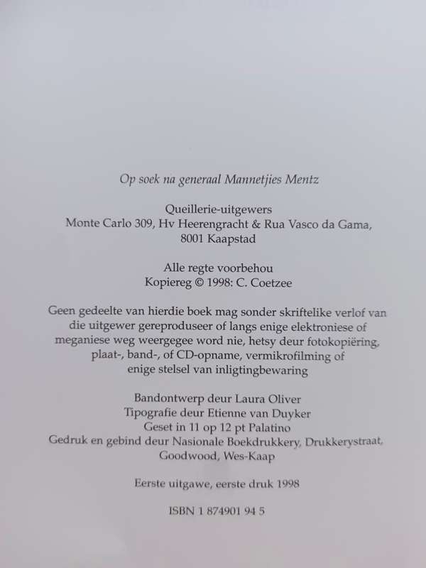 Op soek na Generaal Mannetjies Mentz / Christoffel Coetzee