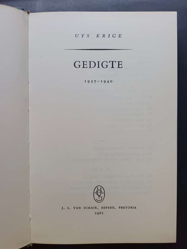 UYS KRIGE - Gedigte 1927-1940