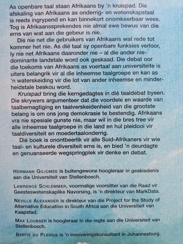 Kruispad: Die toekoms van Afrikaans as openbare taal / Hermann Giliomee