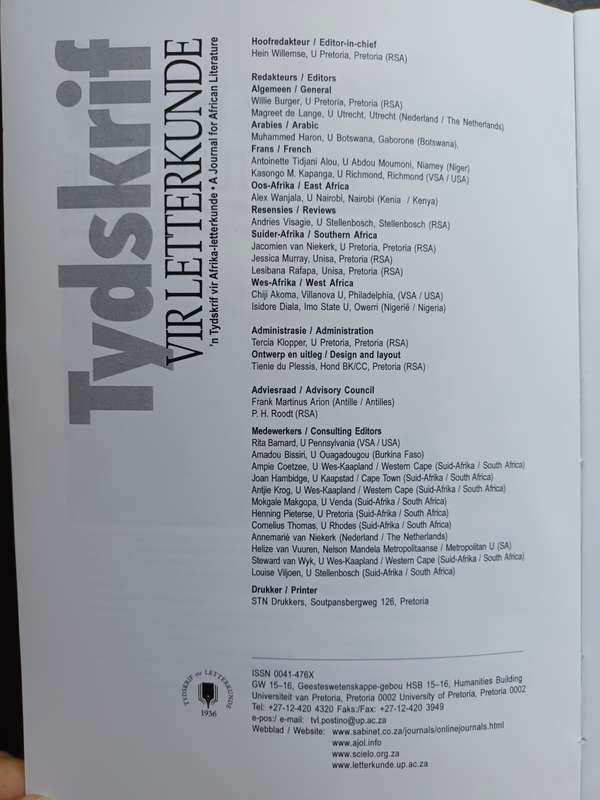 Tydskrif vir Letterkunde - 52 (2) 2015  Vierde reeks