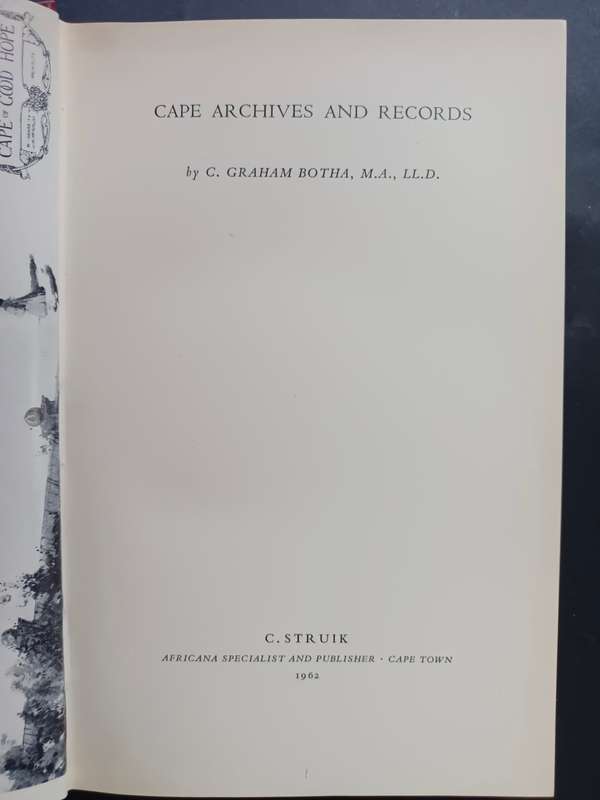 CAPE ARCHIVES AND RECORDS / C. Graham Botha ( Vol. III )