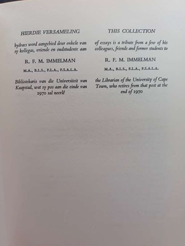 Libraries and People / Biblioteke en Mense : R. F. M. Immelman (Limited Edition)