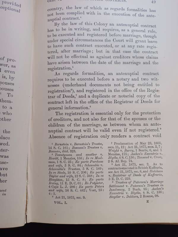 THE INSTITUTES OF CAPE LAW (Book 1 & 2) /  A. F. S. Maasdorp, B.A. London , 1903