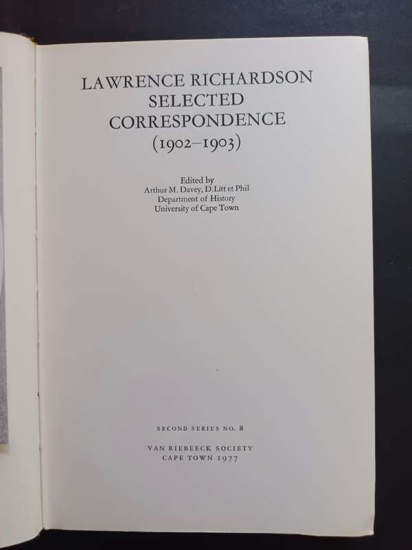 LAWRENCE RICHARDSON SELECTED CORRESPONDENCE 1902-1903 / Second series No. 8