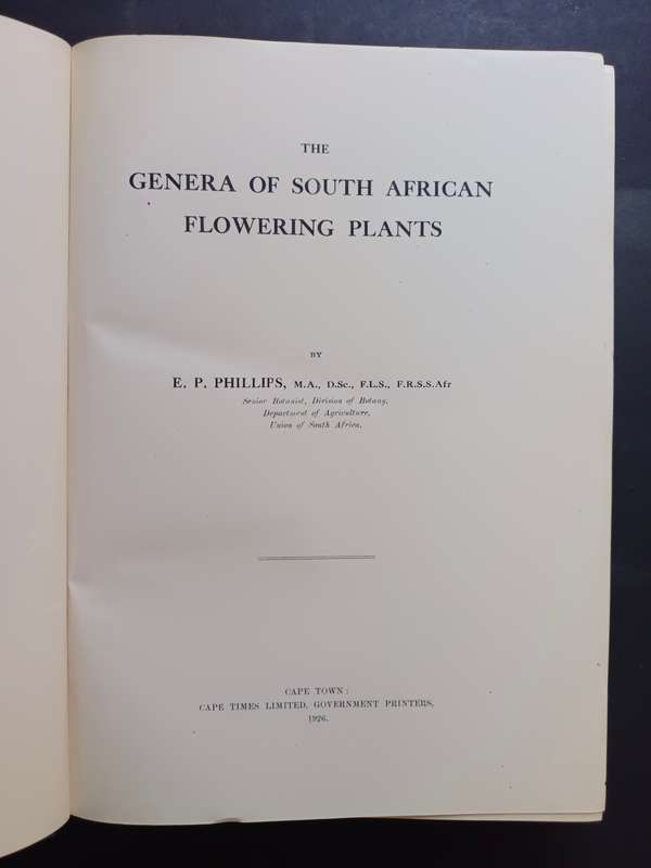 The GENERA OF SOUTH AFRICAN FLOWERING PLANTS Botanical Survey of South Africa Memoir no. 10 (1926)