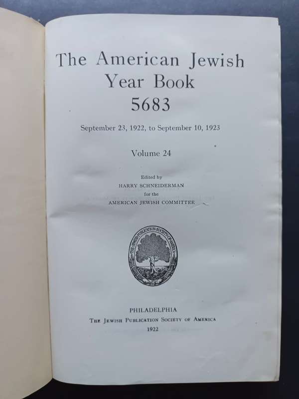 The American Jewish Year Book 5683, September 23, 1922 to September 10, 1923  Schneiderman, Harry