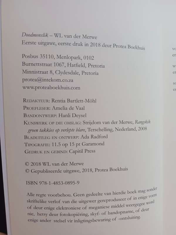 Doodmenslik / WL van der Merwe