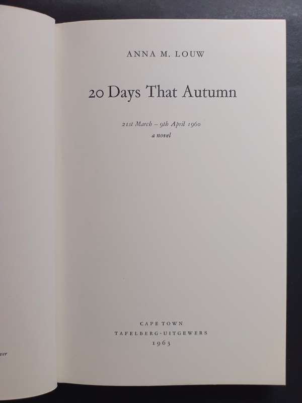 20 Days that autumn / Anna M.Louw