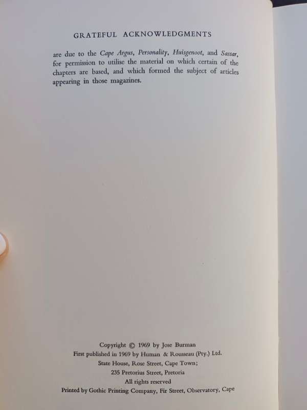 The Cape of Good Intent / Jose Burman (1st Published 1969)