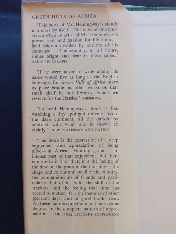 GREEN HILLS OF AFRICA / ERNEST HEMINGWAY