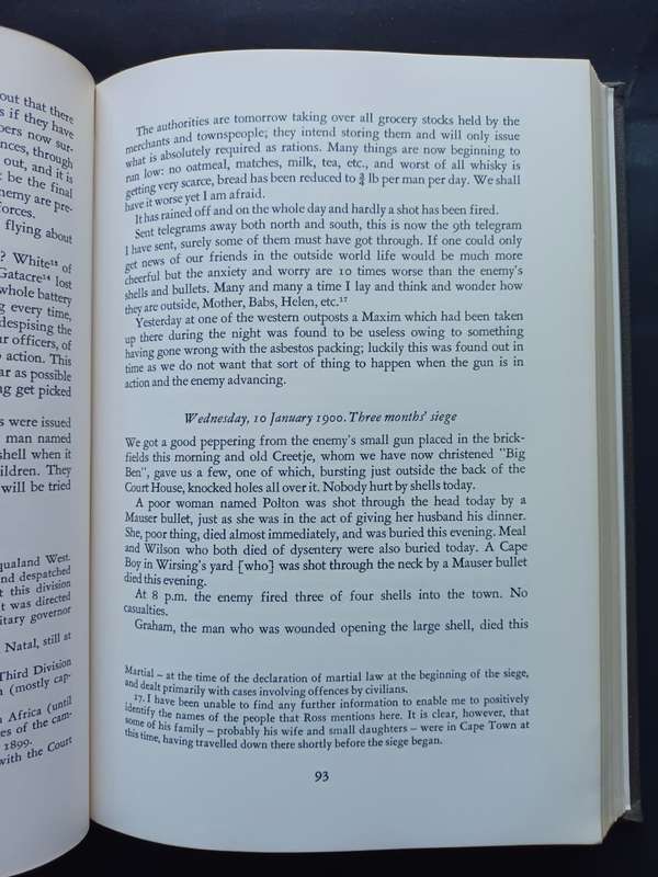DIARY OF THE SIEGE OF MAFEKING OCTOBER 1899- MAY 1900 / 2nd Series V.R.S 11 / EDWARD ROSS