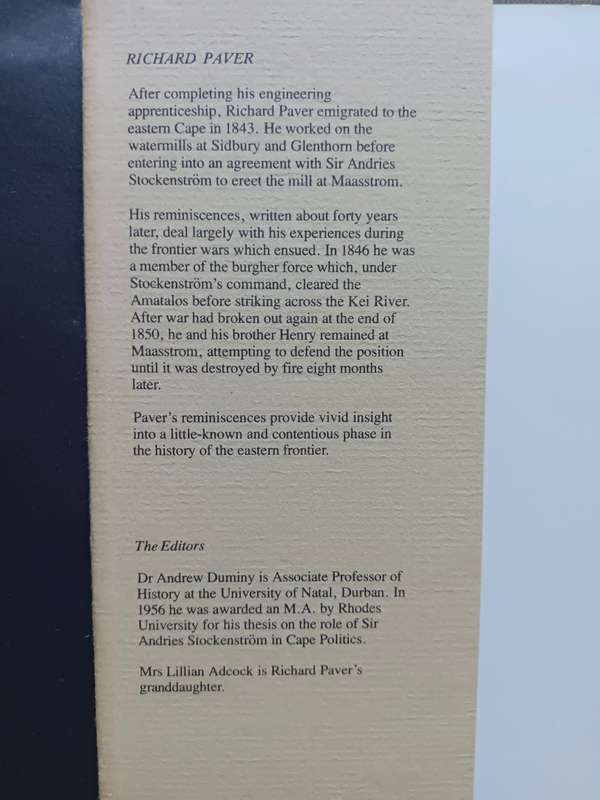 The Reminiscences of Richard Paver: Edited by A. H. Duminy with L. J. G. Adcock