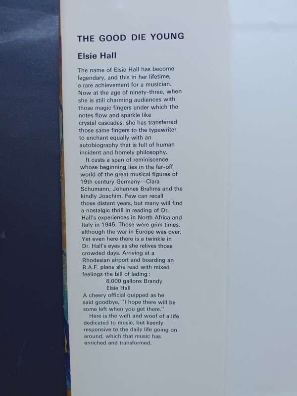 The good die young: The Autobiography of Elsie Hall