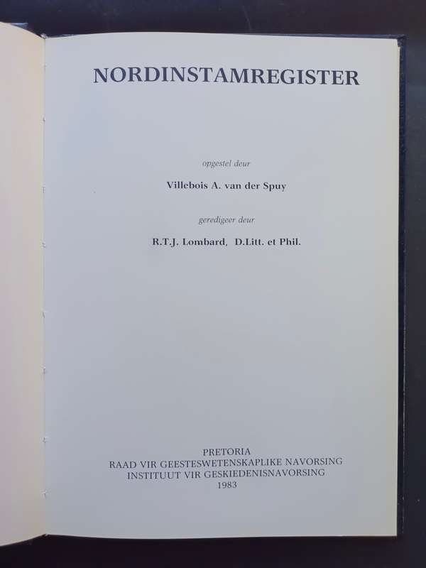 NORDINSTAMREGISTER opgestel deur Villebois A. van der Spuy