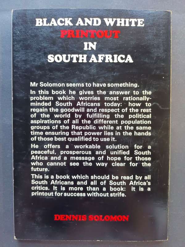 BLACK AND WHITE PRINTOUT IN SOUTH AFRICA / Dennis Solomon