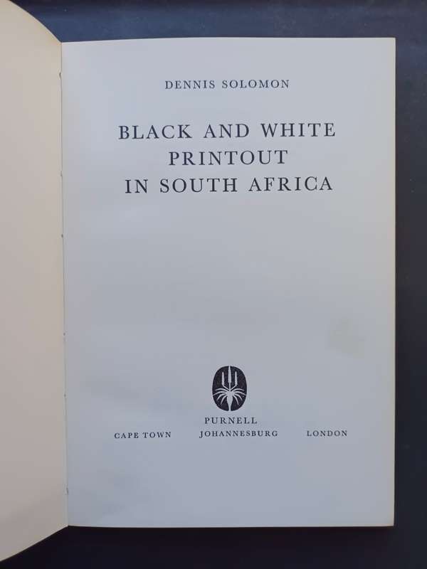 BLACK AND WHITE PRINTOUT IN SOUTH AFRICA / Dennis Solomon