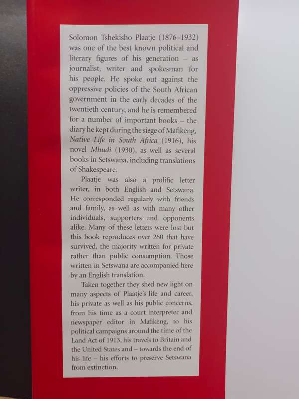 Sol T. Plaatje : A life in letters / Edited by Brian Willan & Sabata-mpho Mokae
