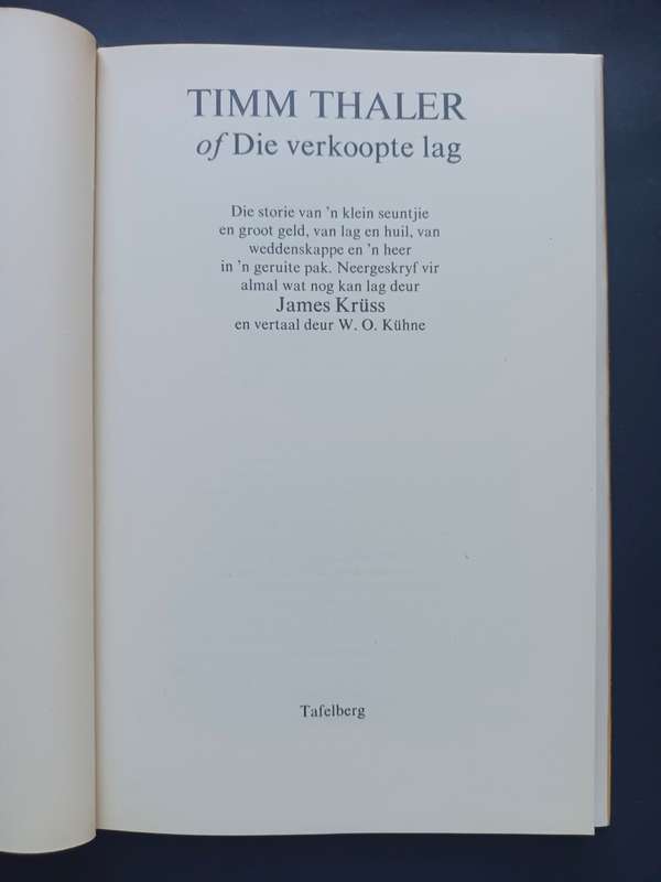 Timm Thaler of Die Verkoopte Lag / James Kruss en vertaal deur W.O.Kuhne