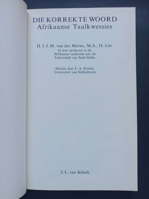 Die Korrekte Woord / H.J.J.M.Van Der Merwe