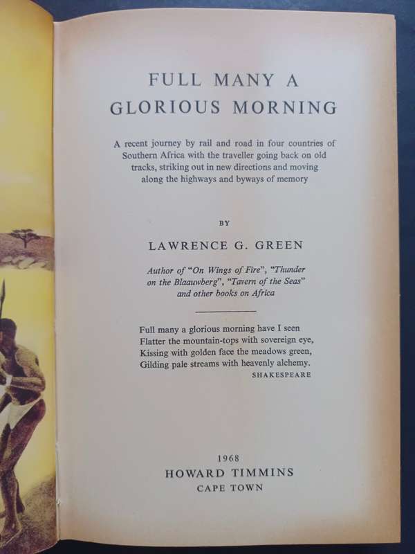 FULL MANY A GLORIOUS MORNING / Lawrence G. Green (1968)
