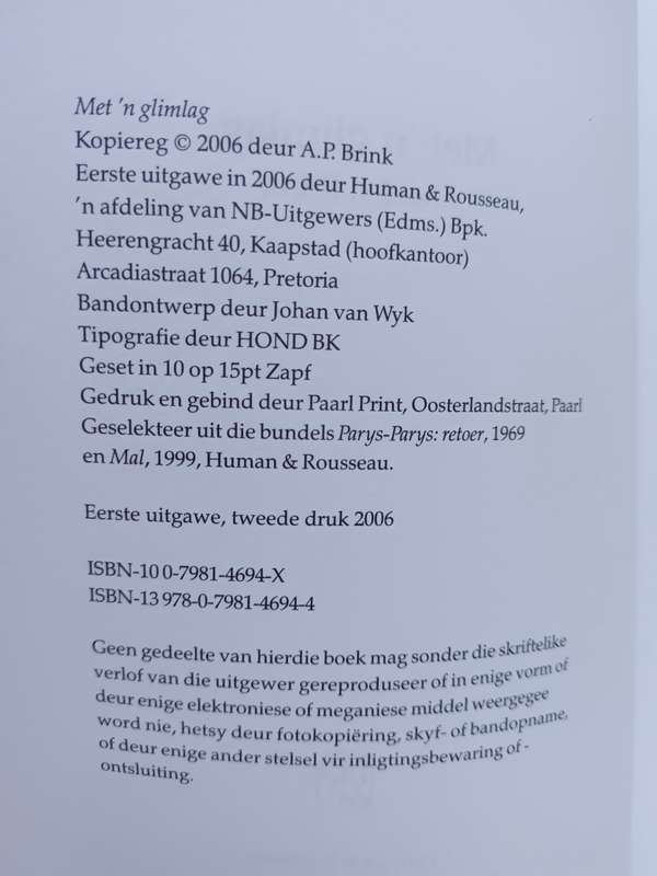 Met `n glimlag / Andre P. Brink