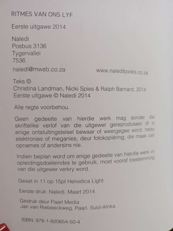 Ritmes Van Ons Lyf: op reis met intimiteit / Christina Landman & Nicki Spies & Ralph Barnard