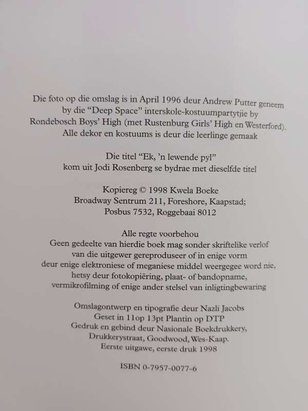 ek, 'n lewende pyl / Jong Suid-Afrikaanse Skrywers 2