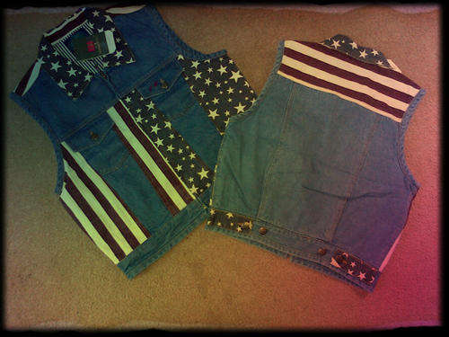 80s Vintage inspired denim waste coat - Large